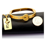 Lock Key Gold Stainless Steel Kada Bracelet Pendant Chain Combo Couple
