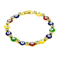 Turkish Evil Eye Multi Colour 18K Gold Bracelet For Women