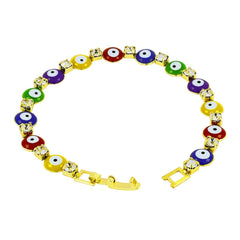 Turkish Evil Eye Multi Colour 18K Gold Bracelet For Women