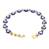 Turkish Evil Eye Lucky Blue 18K Gold Bracelet For Women