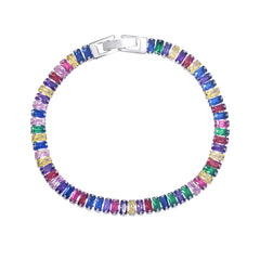 Rainbow Baguette Silver Cubic Zirconia American Diamonds Bracelet