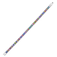 Rainbow Baguette Silver Cubic Zirconia American Diamonds Bracelet