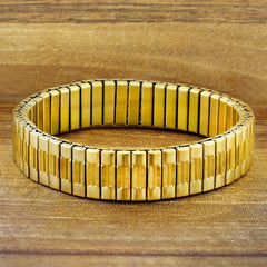 Watch Strap Stretch 18K Gold 316L Stainless Steel Bracelet For Men
