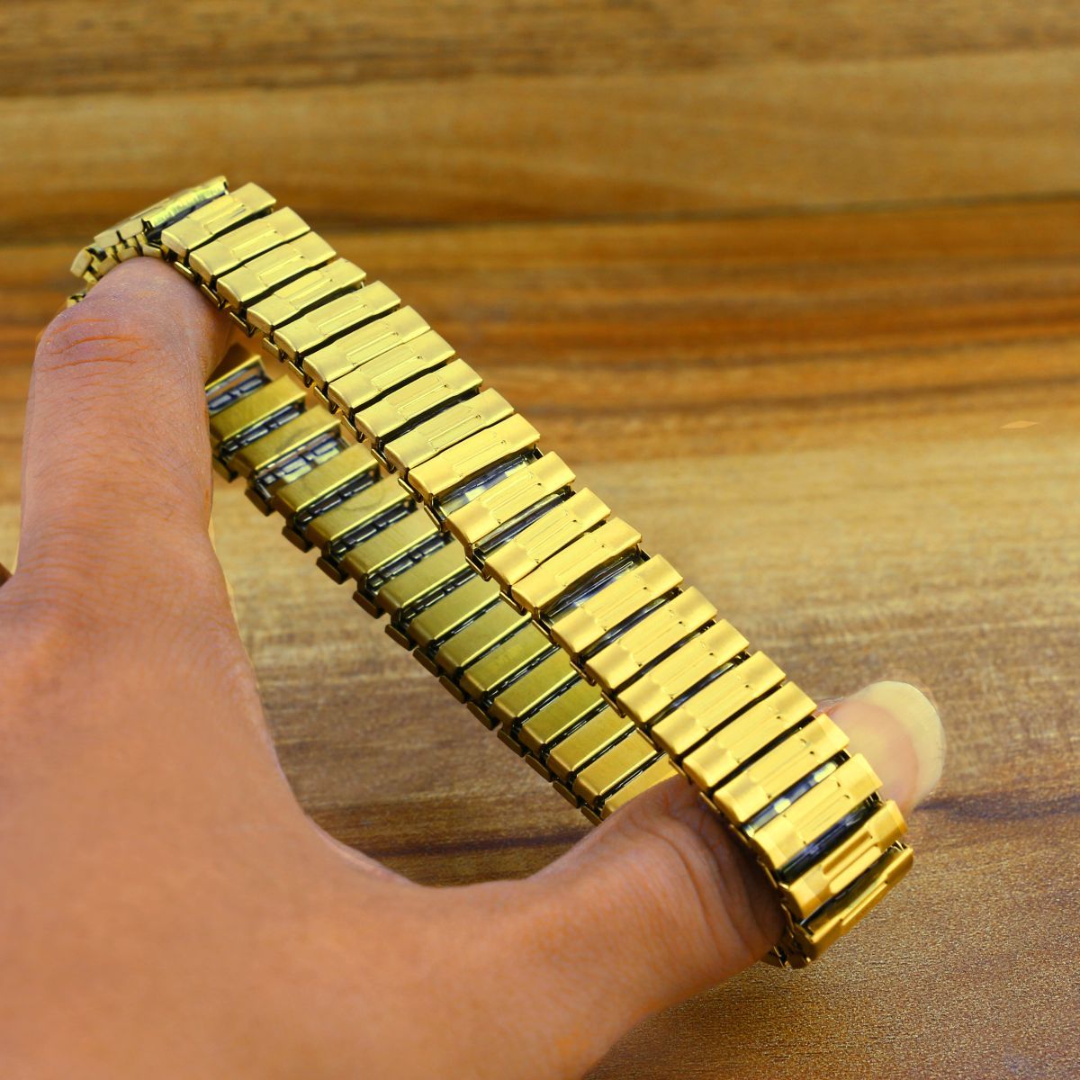 Watch Strap Stretch 18K Gold 316L Stainless Steel Bracelet For Men