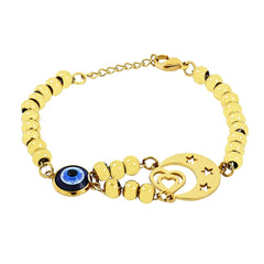 Crescent Turkish Blue Evil Eye Lucky Gold Stainless Steel Bracelet