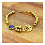 Crescent Turkish Blue Evil Eye Lucky Gold Stainless Steel Bracelet