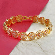 Flower Floral Dainty Stylish 18K Gold Tennis Bracelet For Women