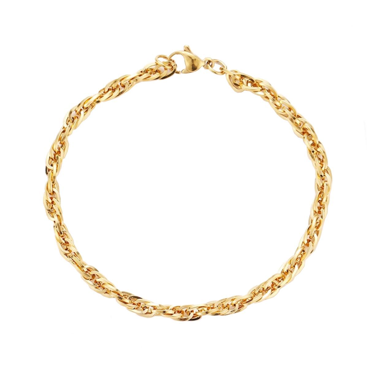 Triple Links Korean 18K Gold Placed Links Chain Bracelet For Men