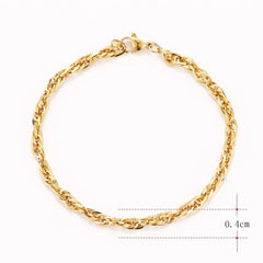 Triple Links Korean 18K Gold Placed Links Chain Bracelet For Men
