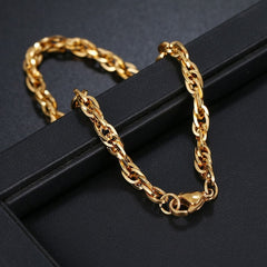 Triple Links Korean 18K Gold Placed Links Chain Bracelet For Men