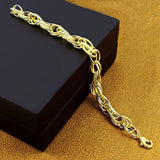 Multi Inter Links Rope Korean 18K Gold Plated Chain Bracelet For Men