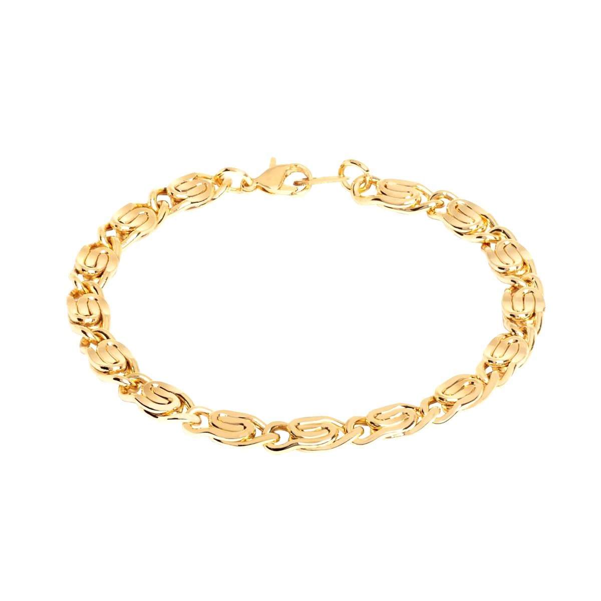 Stainless Steel With Plain Links Chain Bracelet For Men Gold