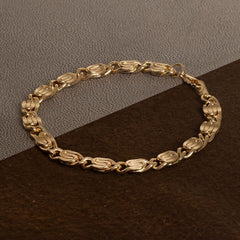 Stainless Steel With Plain Links Chain Bracelet For Men Gold