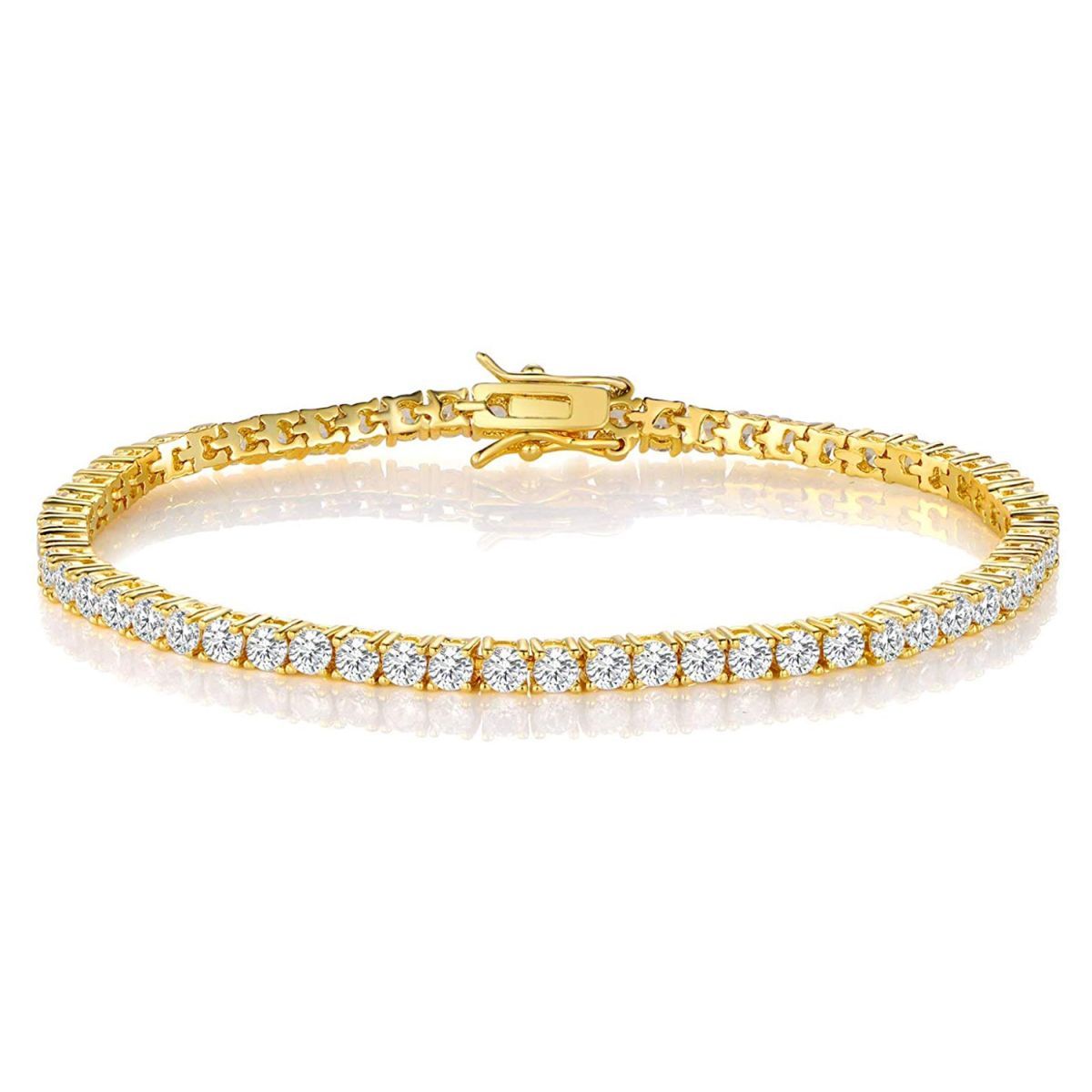 18K Gold Baguette Cubic Zirconia American Diamond Tennis Bracelet