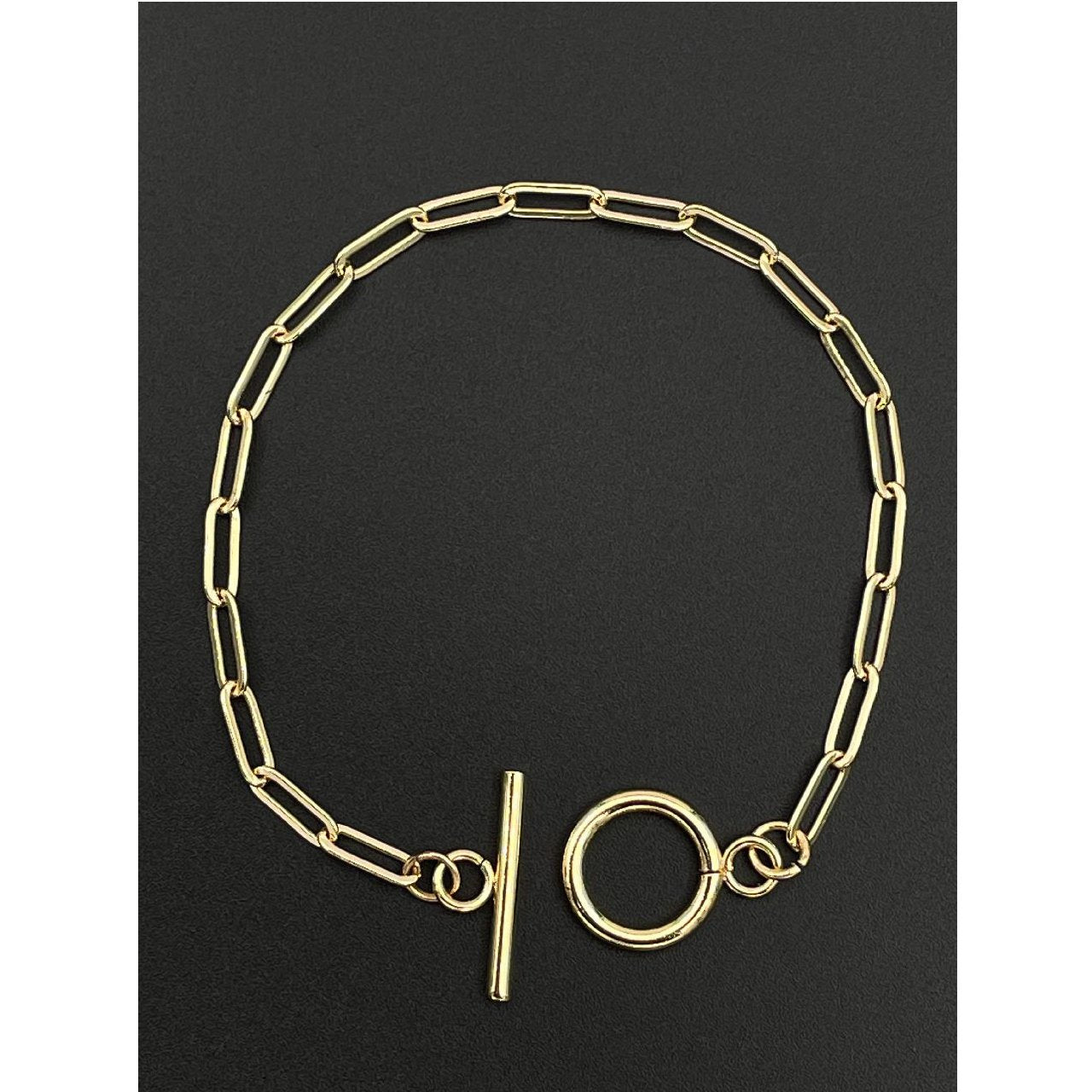 Classic Link Toggle Clasp Gold Copper Bracelet For Women