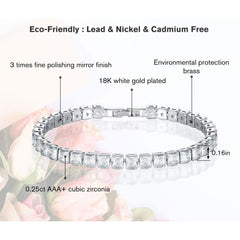 Princess Cut Cubic Zirconia American Diamond Silver Tennis Bracelet