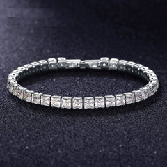 Princess Cut Cubic Zirconia American Diamond Silver Tennis Bracelet