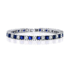 Princess Cut Cubic Zirconia Blue Sapphire Tennis Bracelet For Women