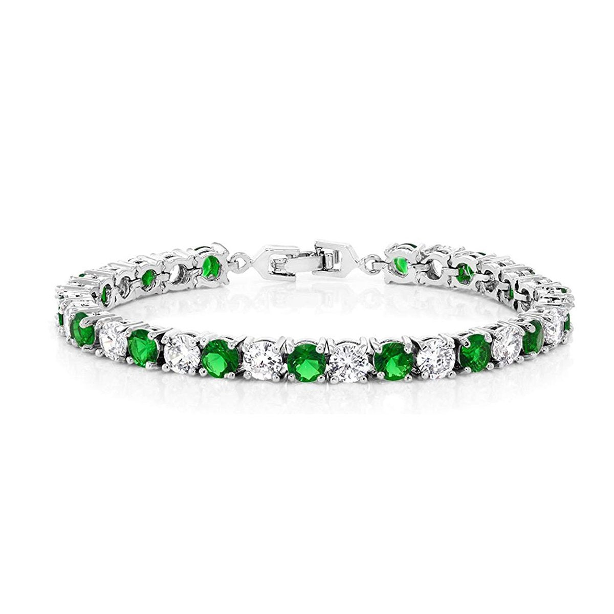 Classic Cubic Zirconia Emerald Green Tennis Bracelet For Women