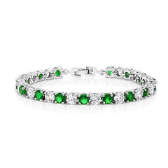 Classic Cubic Zirconia Emerald Green Tennis Bracelet For Women
