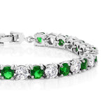 Classic Cubic Zirconia Emerald Green Tennis Bracelet For Women