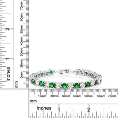 Classic Cubic Zirconia Emerald Green Tennis Bracelet For Women