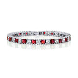 Classic Princess Cubic Zirconia Ruby Red Tennis Bracelet For Women