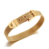 Watch Strap Mesh Belt Buckle 18K Gold Stainless Steel Bracelet
