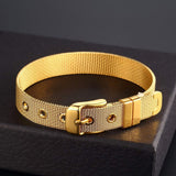 Watch Strap Mesh Belt Buckle 18K Gold Stainless Steel Bracelet