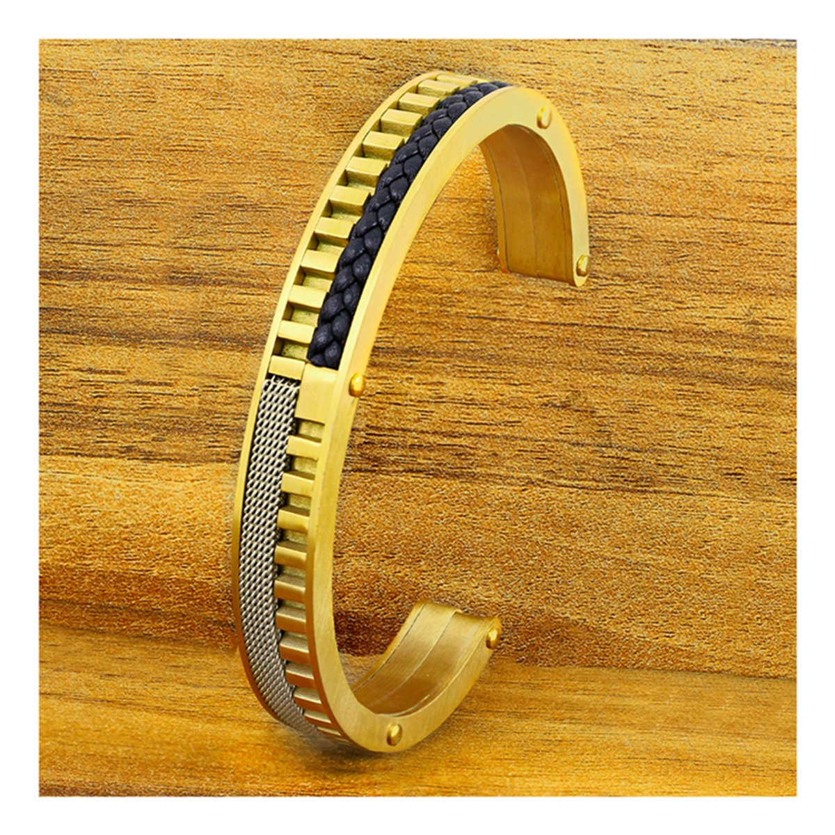 18K Gold 316L Stainless Steel Cuff Kada Bangle Bracelet Men Women