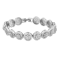 Flower Silver Cubic Zirconia American Diamond Tennis Bracelet Women