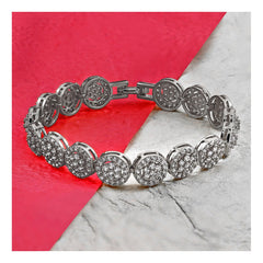 Flower Silver Cubic Zirconia American Diamond Tennis Bracelet Women