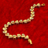 Heart Love Gold Cubic Zirconia Cz American Diamond Tennis Bracelet
