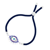 Blue Silver Enamel Thread Turkish Evil Eye Bracelet For Women