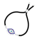 Black Silver Enamel Thread Turkish Evil Eye Bracelet For Women