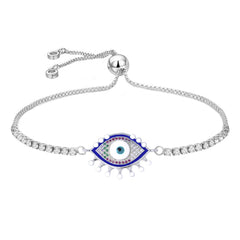 Blue Slider Enamel Turkish Evil Eye Bracelet For Women