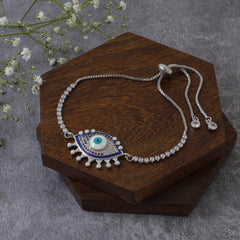 Blue Slider Enamel Turkish Evil Eye Bracelet For Women