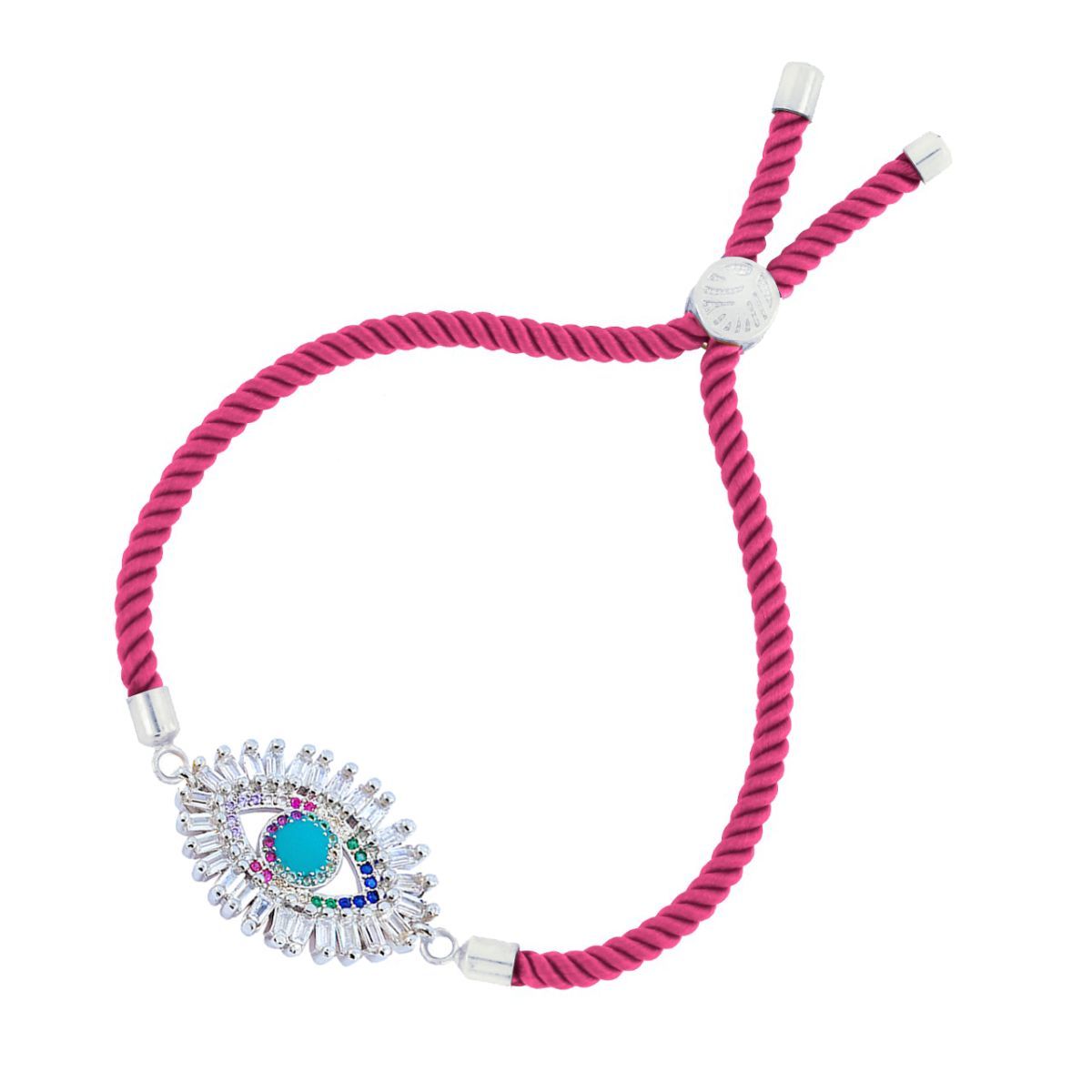 Pink Green Silver Thread Turkish Evil Eye Bracelet For Women