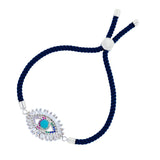 Blue Green Silver Thread Turkish Evil Eye Bracelet For Women