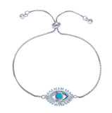 Turkish Evil Eye Lucky Cubic Zirconia American Diamond Slider Bracelet For Women