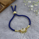 Rainbow Colourful Gold Blue Cubic Zirconia Adjustable Thread Bracelet