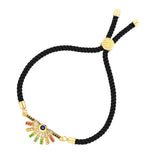 Rainbow Colourful Gold Black Cubic Zirconia Adjustable Thread Bracelet