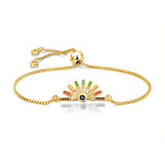 Rainbow Colourful Gold Cubic Zirconia American Diamond Slider Bracelet