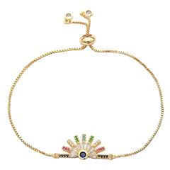 Rainbow Colourful Gold Cubic Zirconia American Diamond Slider Bracelet