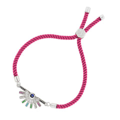 Rainbow Colourful Silver Pink Cubic Zirconia Thread Bracelet
