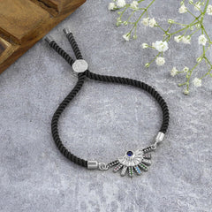 Rainbow Colourful Silver Brown Cubic Zirconia Thread Bracelet