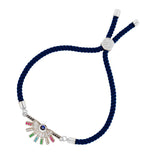 Rainbow Colourful Silver Blue Cubic Zirconia Thread Bracelet