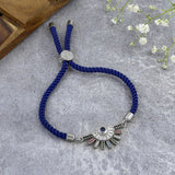 Rainbow Colourful Silver Blue Cubic Zirconia Thread Bracelet
