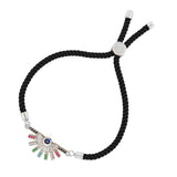 Rainbow Colourful Silver Black Cubic Zirconia Thread Bracelet