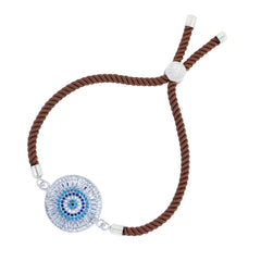 Brown Silver Thread Turkish Evil Eye Bracelet For Women